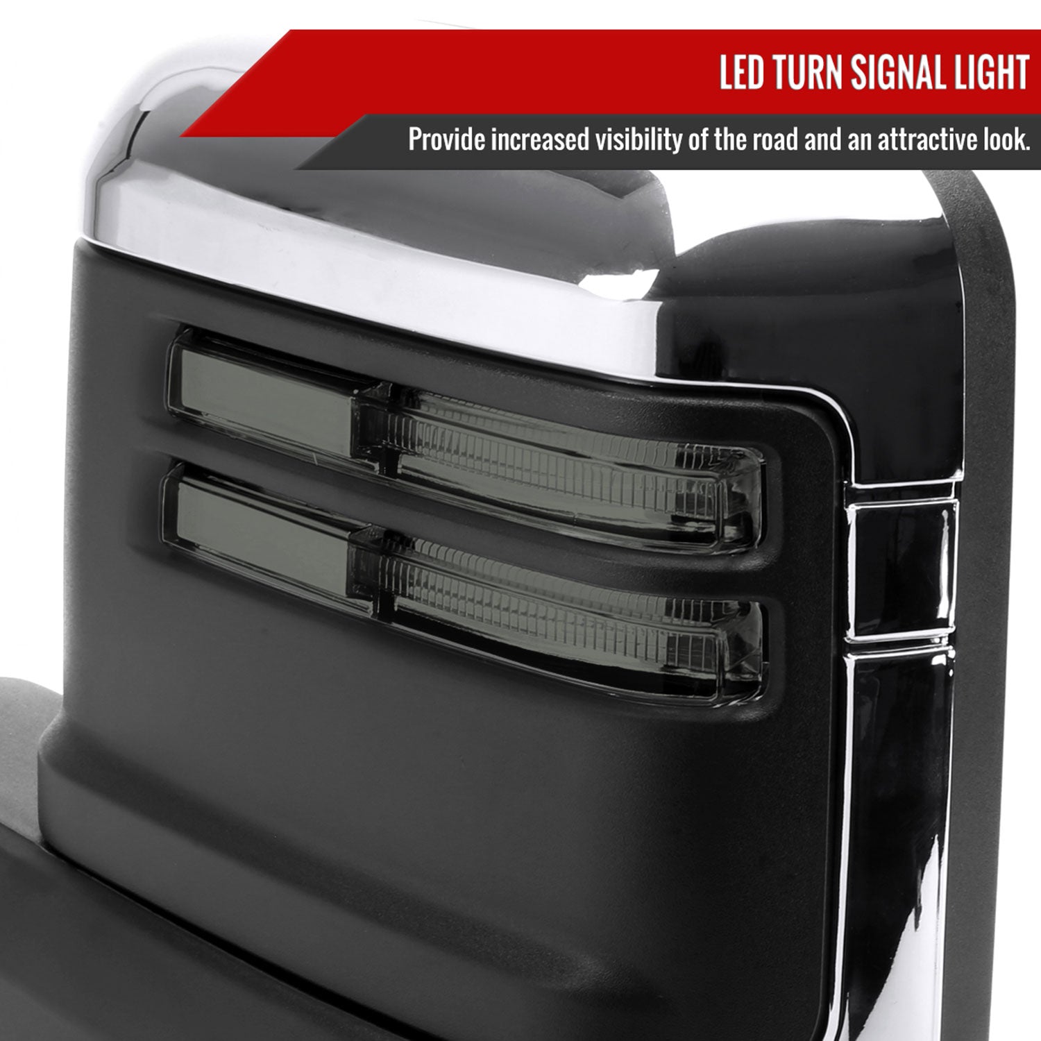 2019-2022 GMC Sierra 1500 Heated Chrome Towing Mirrors Smoke Lens Turn Signal