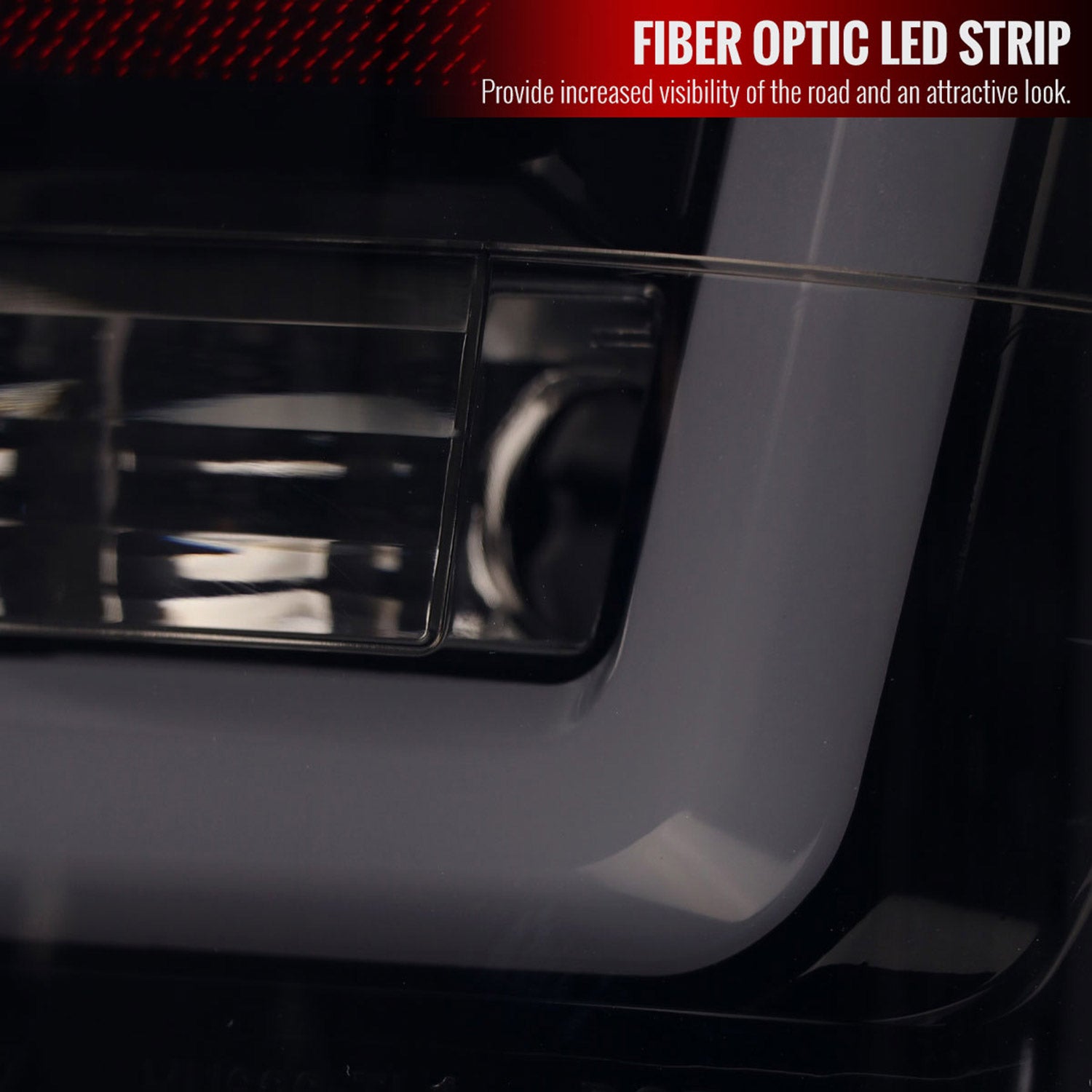 2004-2015 Nissan Titan LED Tail Lights with White LED Tube Glossy Black/Smoke