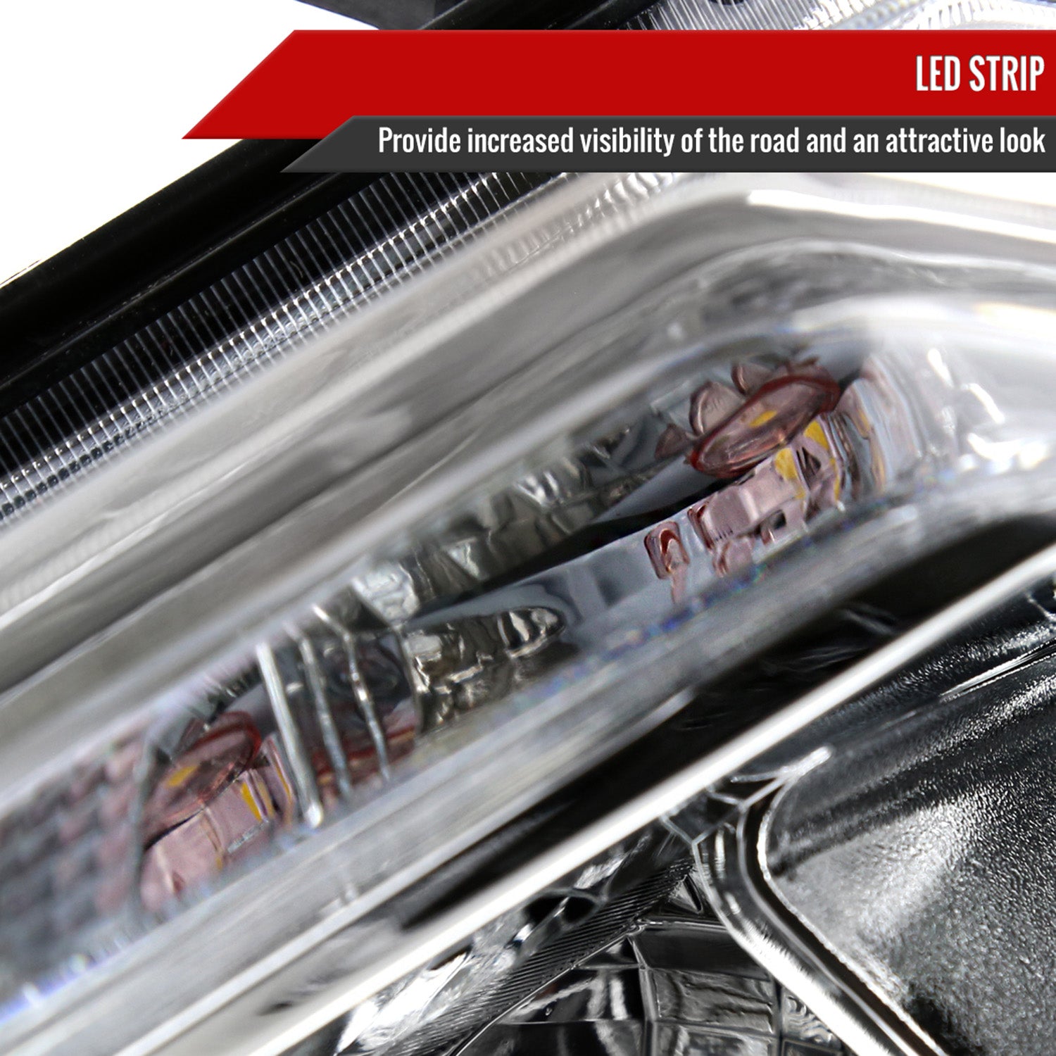 2014-2016 Nissan Rogue LED Strip Factory Style Headlights Chrome/Clear Lens