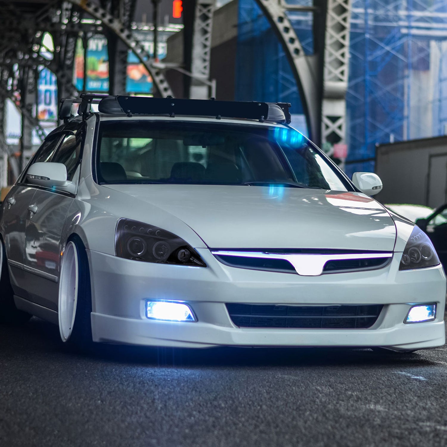 2003-2007 Honda Accord Dual Halo Projector Headlights Glossy Black/Smoke Lens