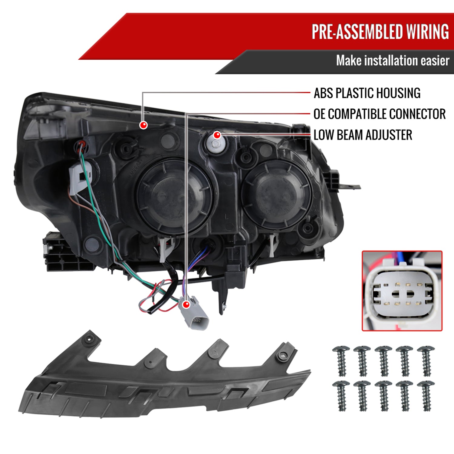 2013-2016 Chevy Malibu Projector Headlights Matte Black Housing/Clear Lens