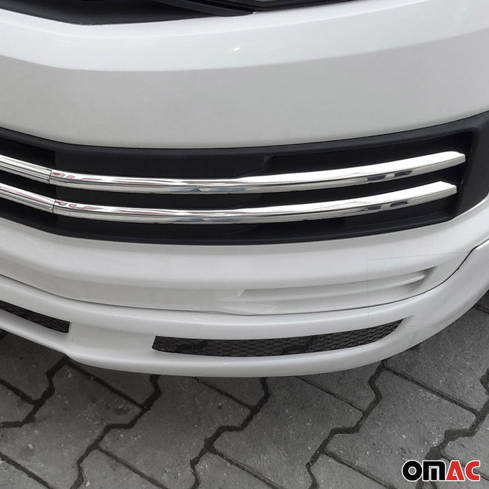 Front Bumper Trim Molding for VW T6 Transporter 2015-2021 Steel Silver 6 Pcs