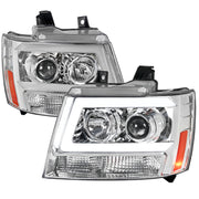 2007-2013 Chevy Avalanche/ 07-2014 Tahoe Suburban LED C-Bar RS Headlights Chrome