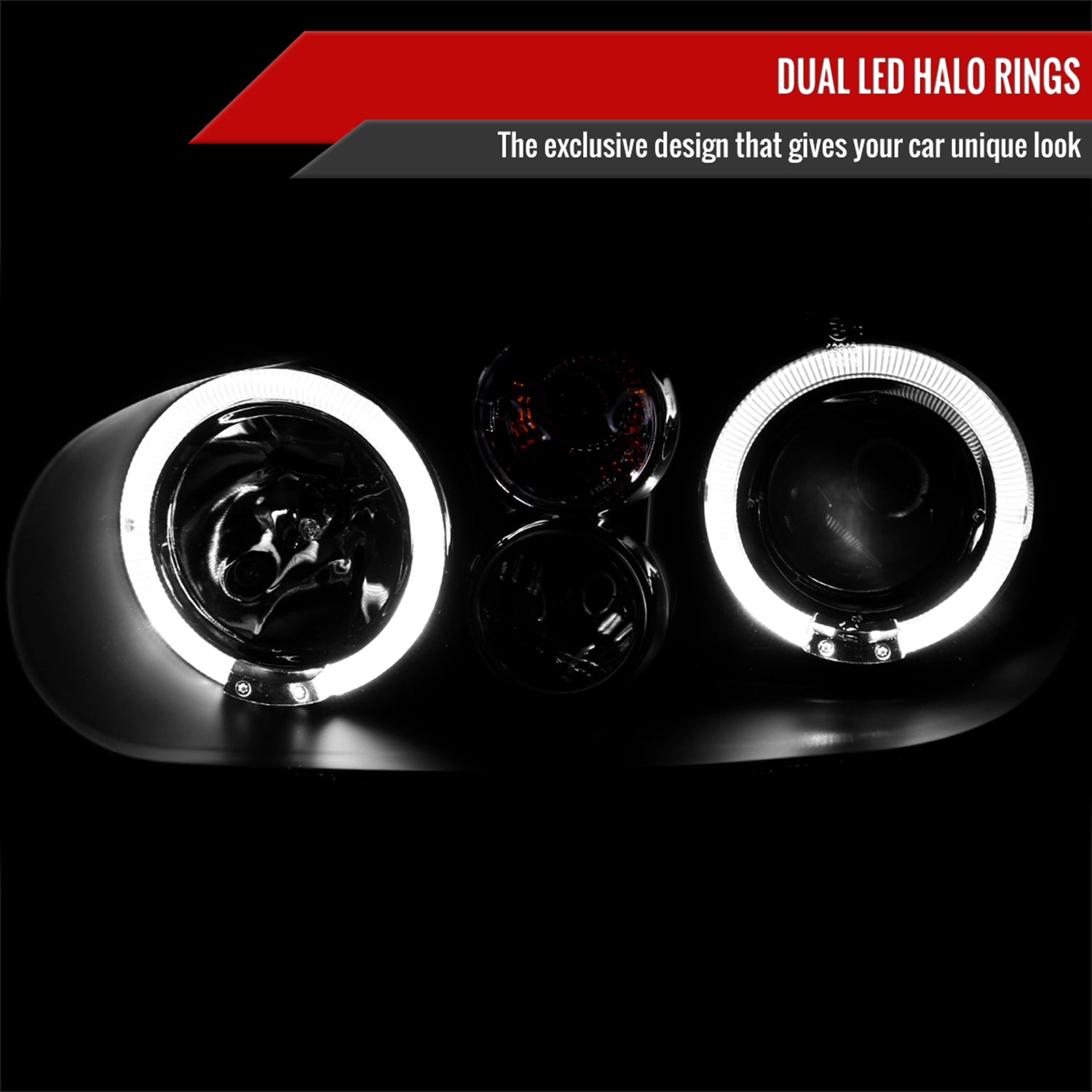 1999-2006 VW Golf Mk4 GTI/R32 Cabrio Dual Halo Projector Headlights Matt Black