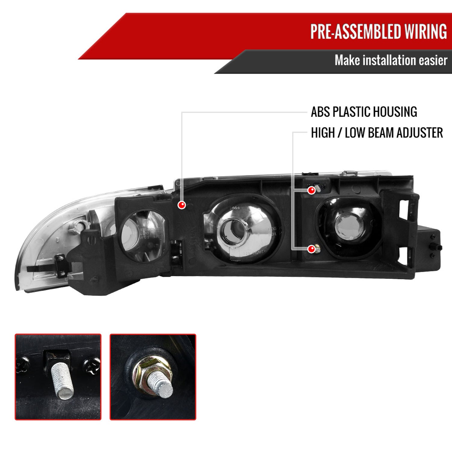 1991-1996 Chevy Caprice / Impala Factory Headlights Corner Signal Chrome