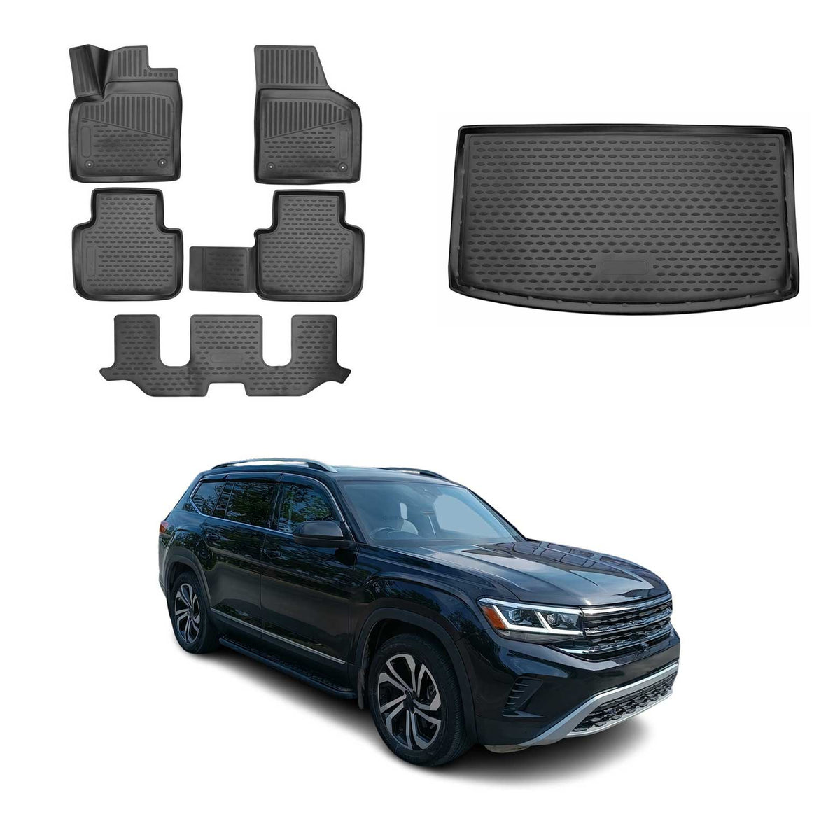 OMAC Floor Mats & Cargo Liners for Volkswagen Atlas 2018-2026 Unfolded Backseat
