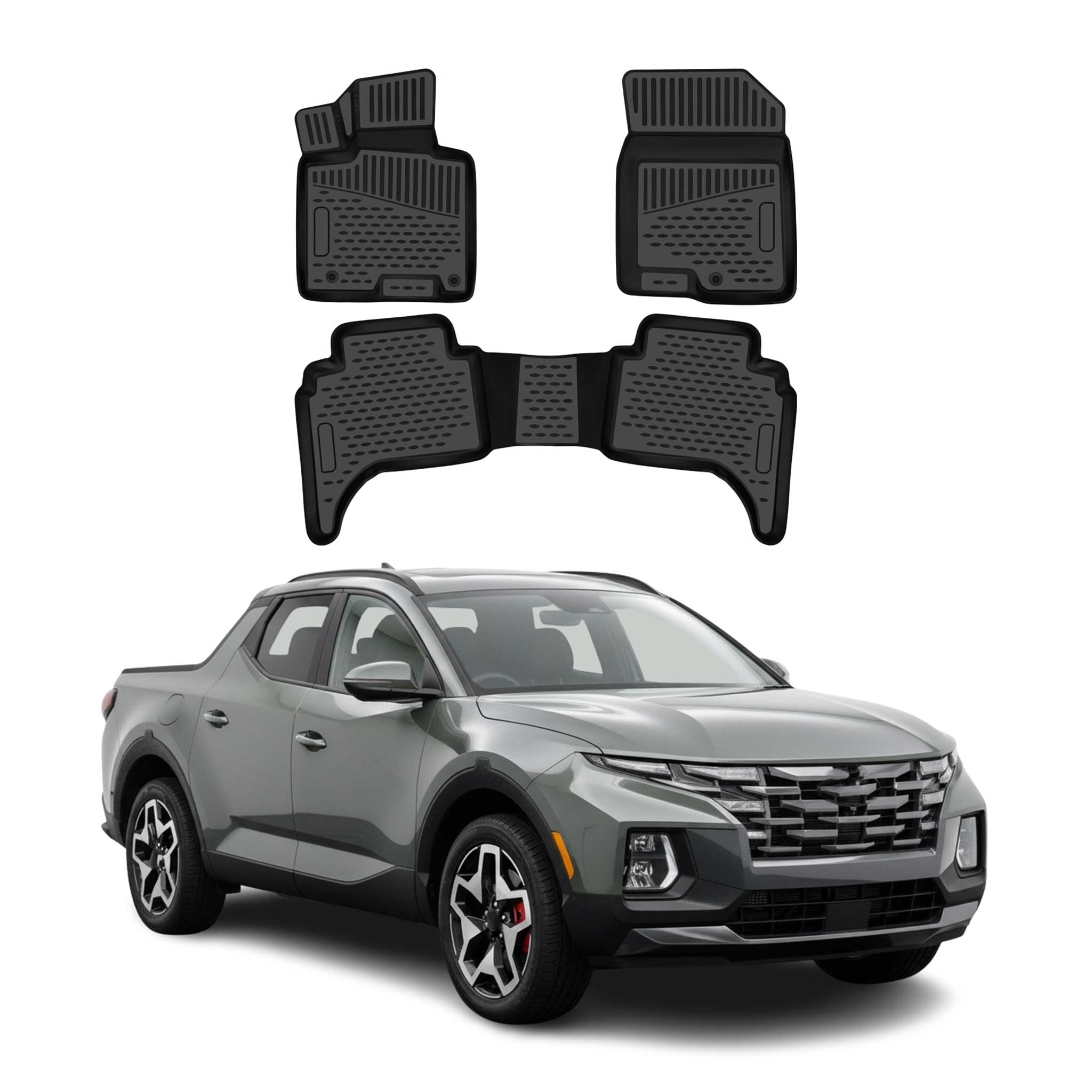 OMAC Floor Mats Liner for Hyundai Santa Cruz 2022-2026 Rubber TPE Black 3Pcs