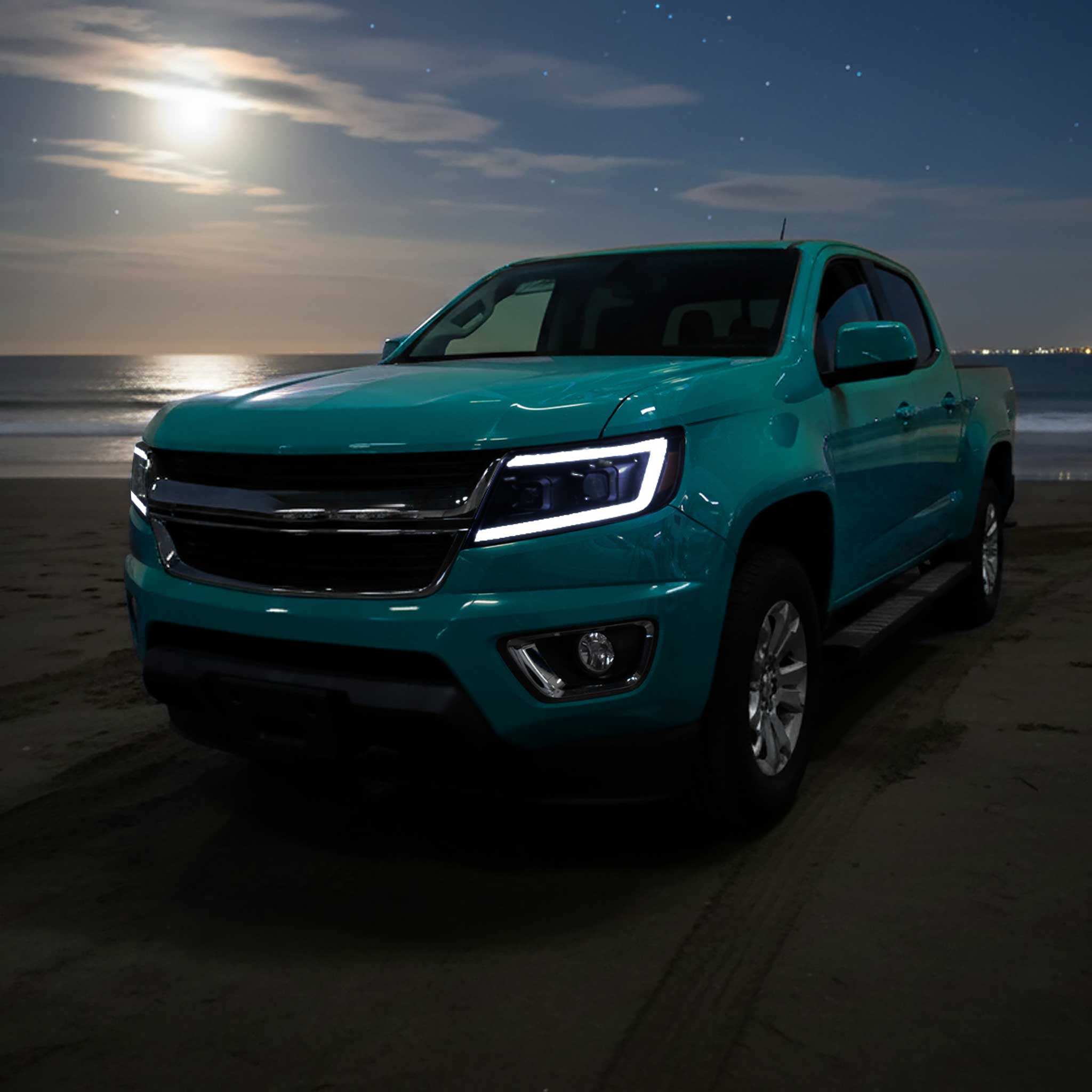 For Chevrolet Colorado 2015-2022 Headlights LED DRL Light Strip Turn Signal Side Marker Black Housing Smoked Lens