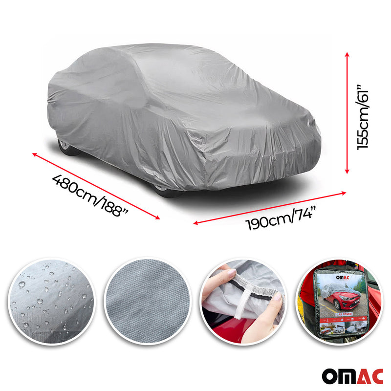 Full 16FT Car Protective Cover All Weather Outdoor Rain Dust Durable MVN Grey