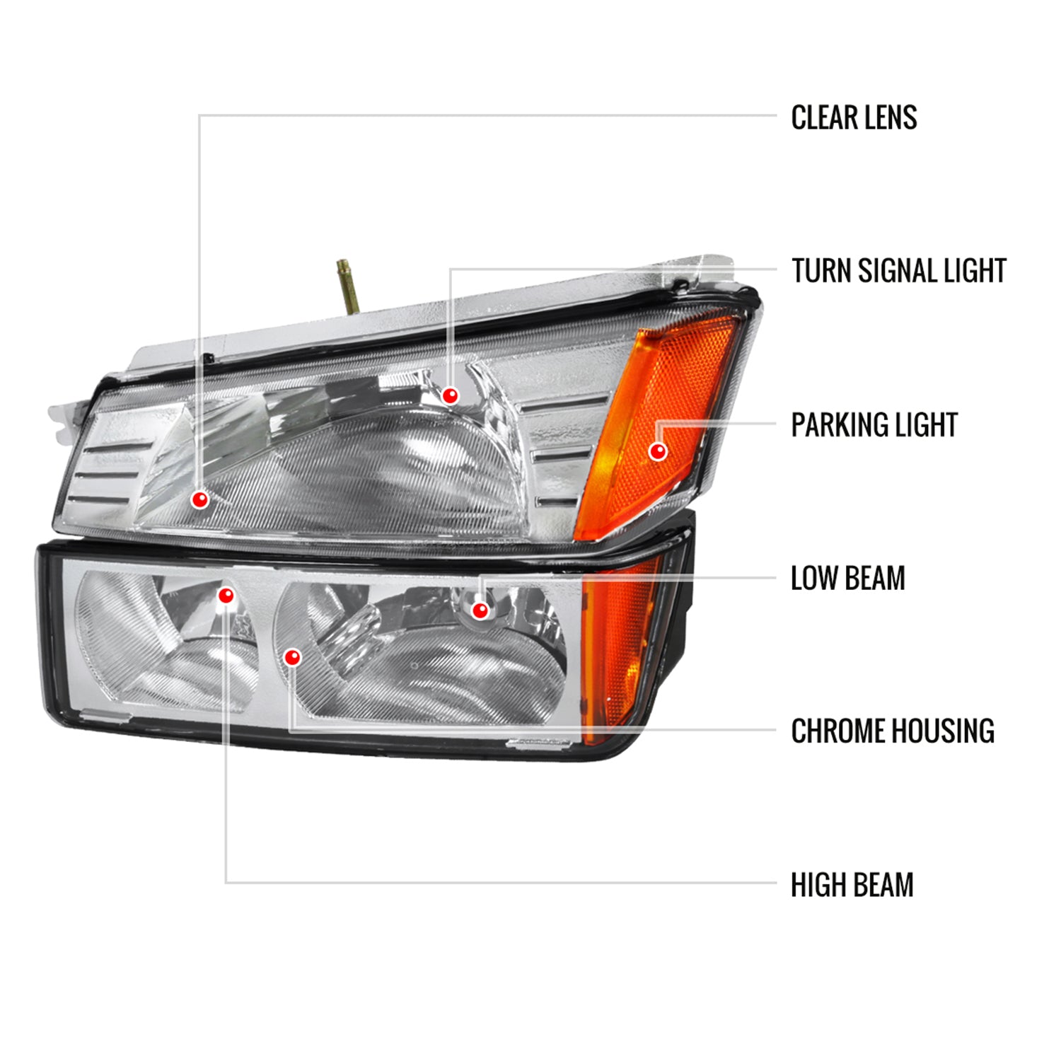 2002-2006 Chevy Avalanche 1500/2500 Factory Headlights Bumper Signal Lights