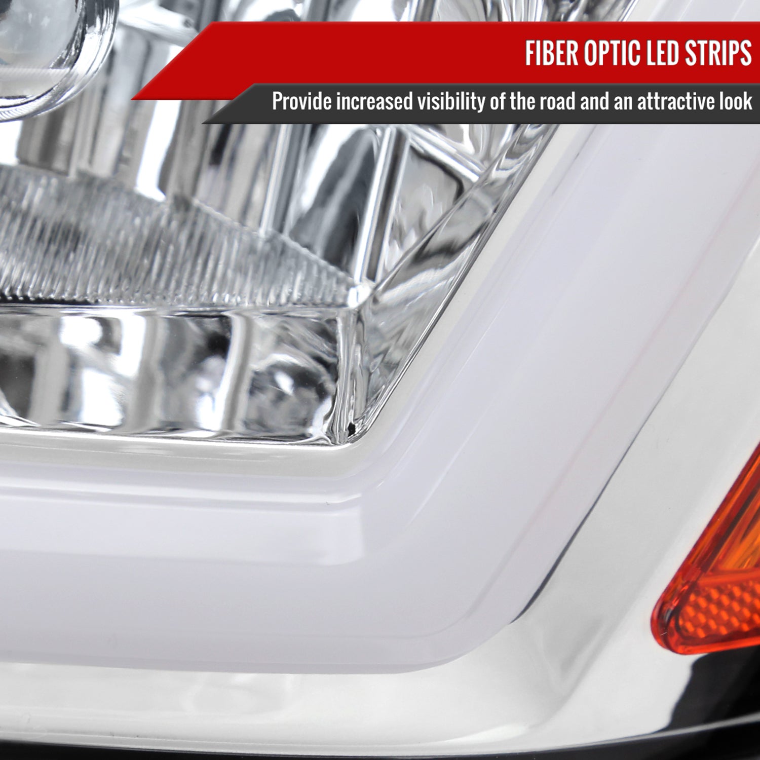 2000-2005 Chevy Impala LED Bar Factory Style Headlights Chrome/Clear Lens