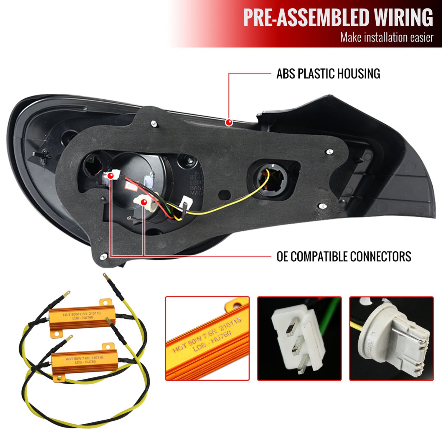 2012-2016 Scion FRS/ Subaru BRZ/ Toyota 86 Red Bar LED Tail Lights Satin Black