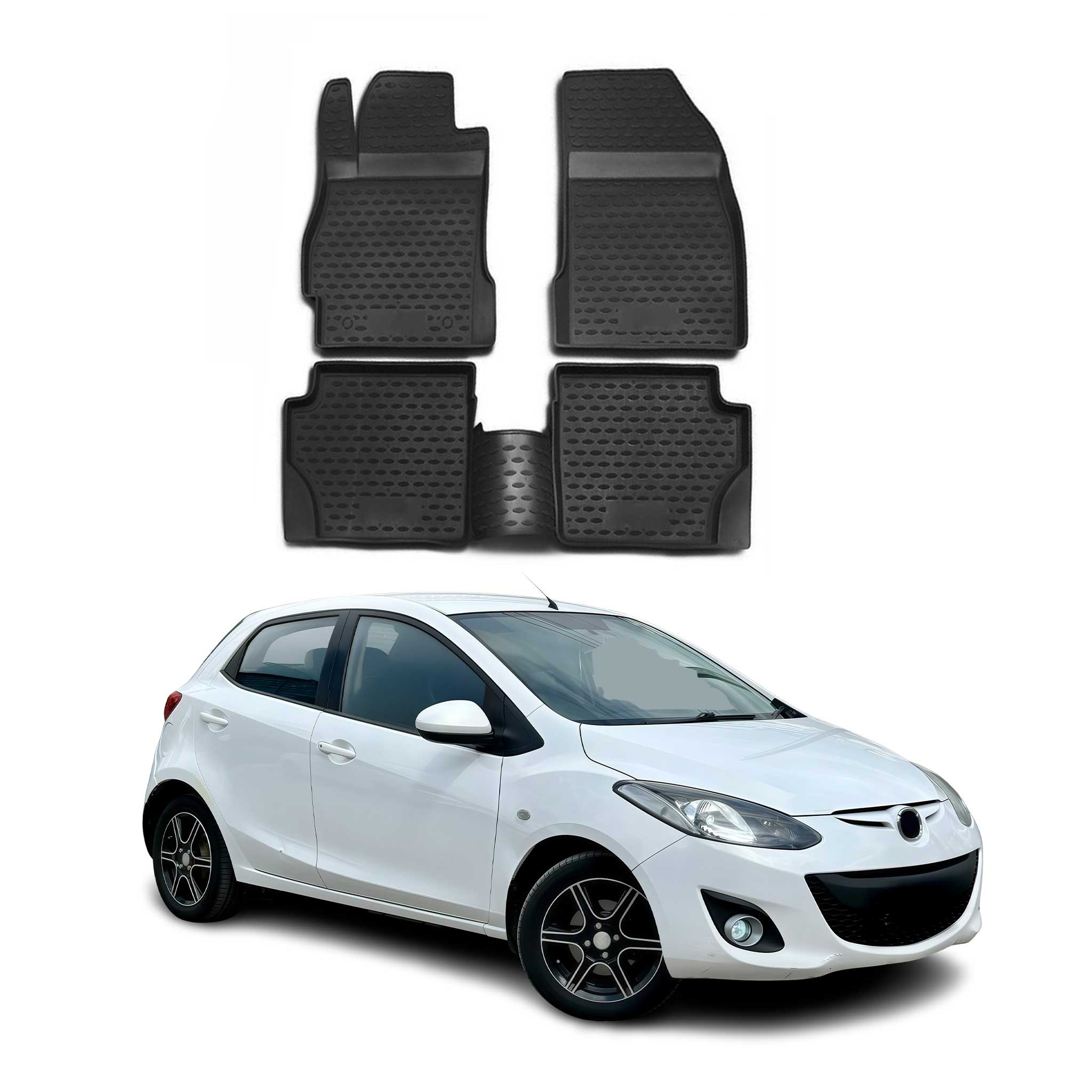 2011-2014 Mazda 2 Floor Mats Liners Full Set All Weather Black