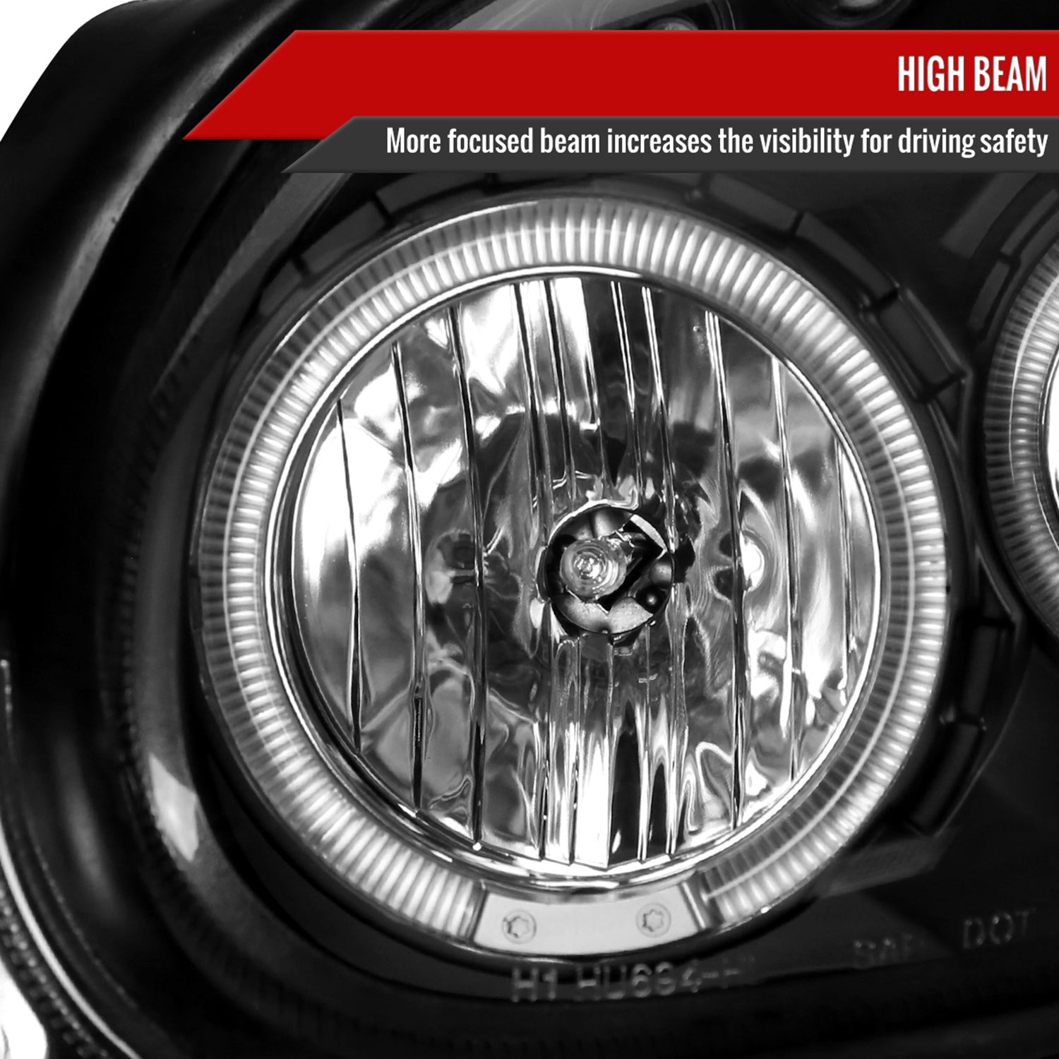 2000-2002 Dodge Plymouth Neon Dual Halo Projector Headlights Matte Black/Clear