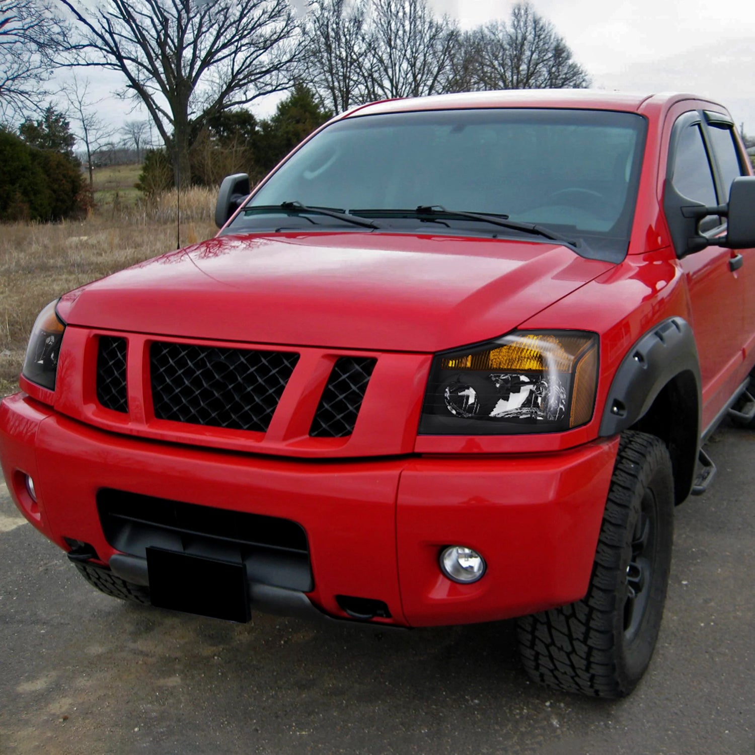 2004-2015 Nissan Titan/ 04-2007 Armada Factory Headlights Amber Reflectors Black
