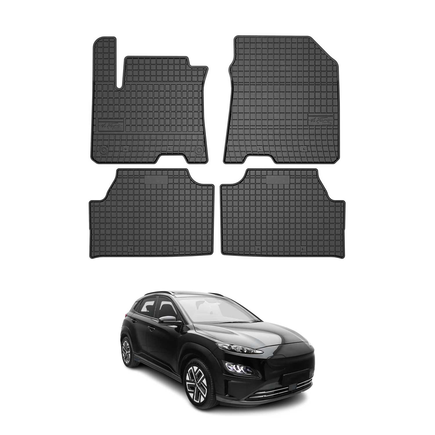 2019-2023 Hyundai Kona EV Floor Mats Liners Full Set All Weather Rubber Black
