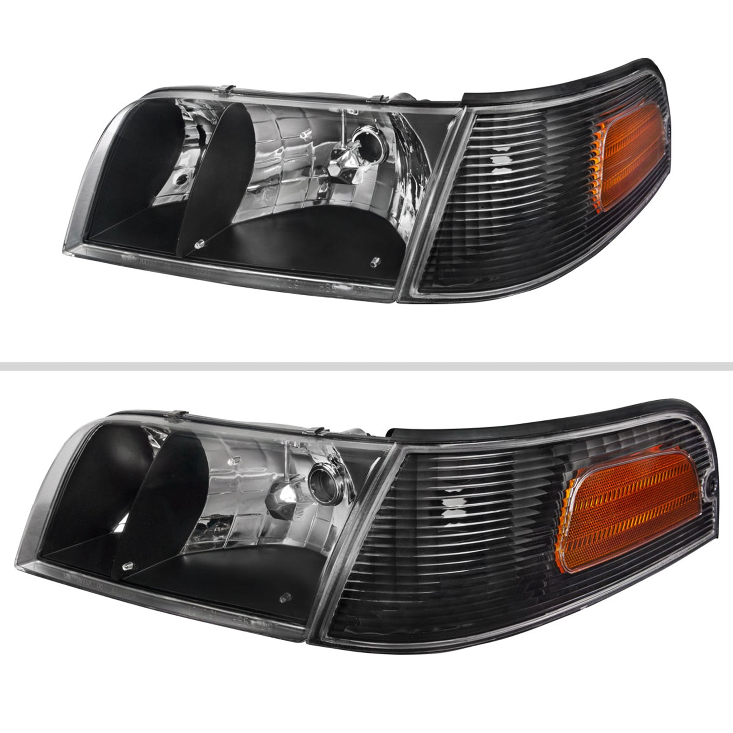 1998-2011 Ford Crown Victoria Factory Headlights Corner Signal Lights Black