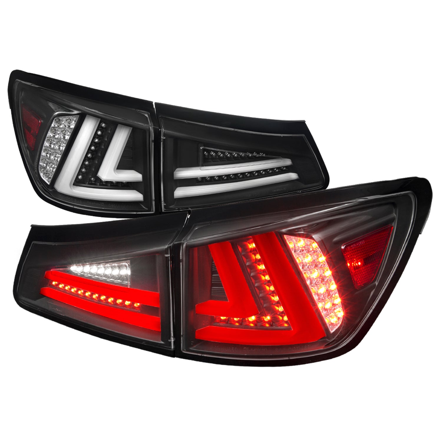 2006-2008 Lexus IS250/IS350 LED Tail and Trunk Lights Matte Black/Clear Lens