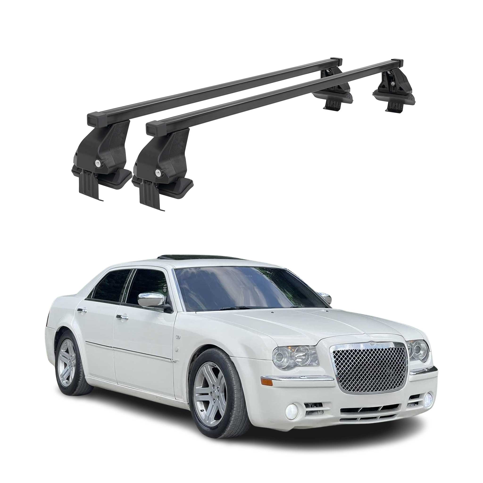 2005-2010 Chrysler 300C Roof Rack Cross Bars Black