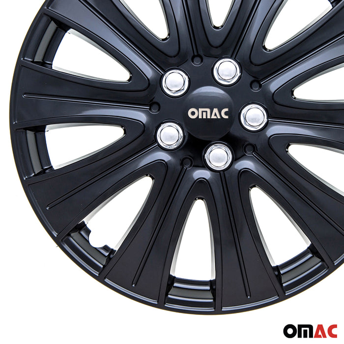 15" Wheel Covers Guard Hub Caps Durable Snap On ABS Gloss Black Silver 4x