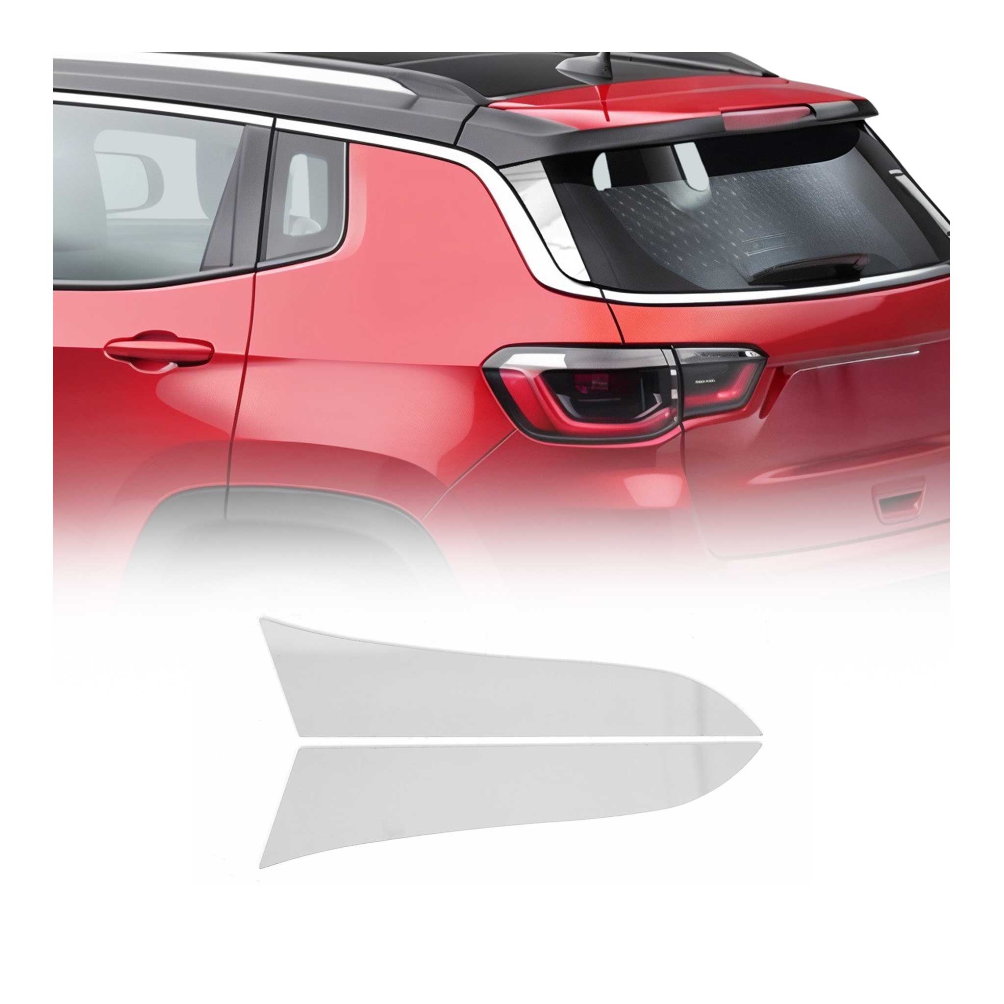 2017-2026 Jeep Compass Trunk Wing Side Trim Silver Stainless Steel 2 Pcs