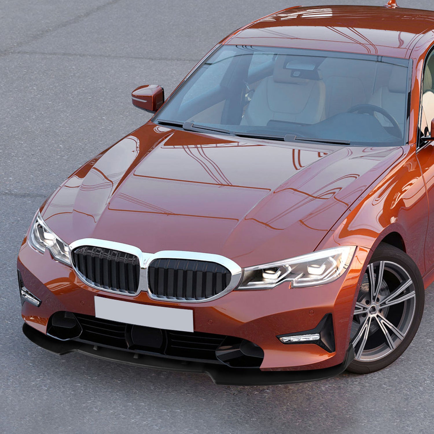 2019-2021 BMW 3-Series G20/G21 Matte Black 3PC Front Bumper Lip Splitter Kit