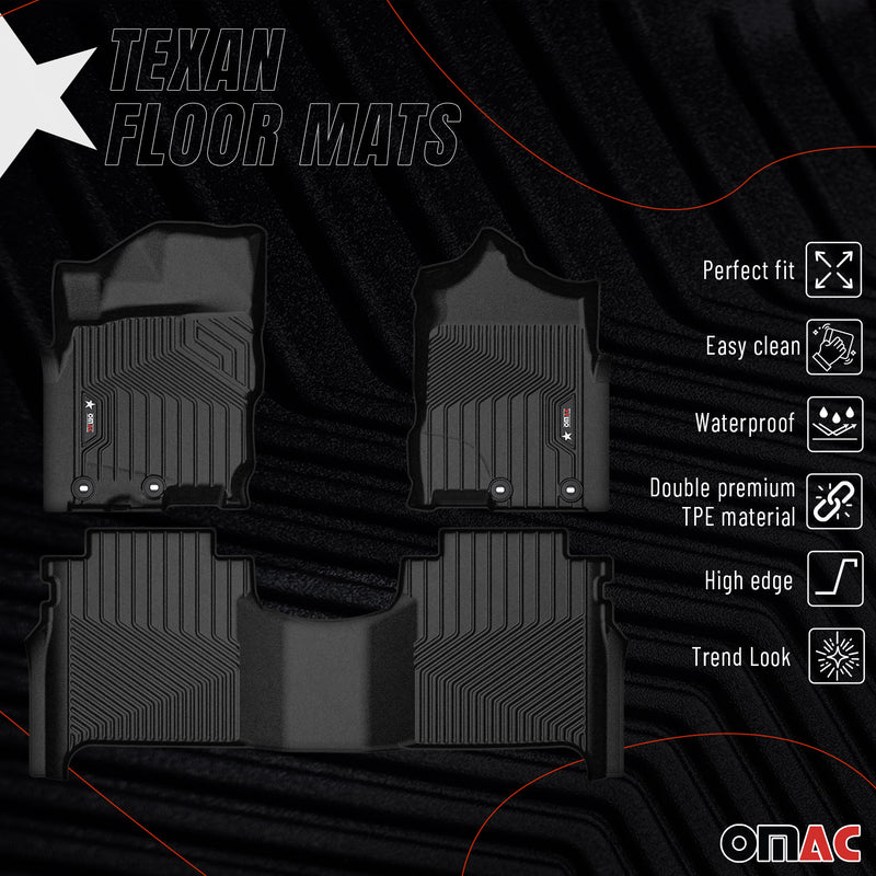 2016-2024 Nissan Titan Premium Floor Mats Liners First and Second Row Set Black