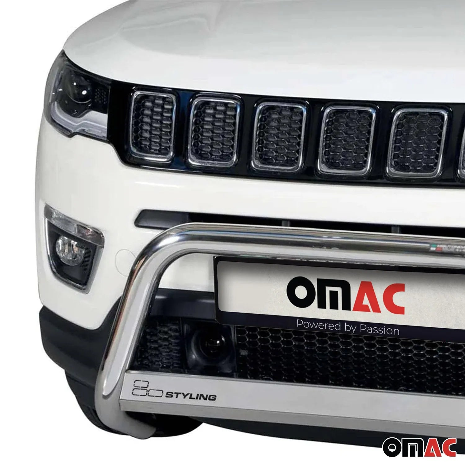 2017-2025 Jeep Compass Bull Bar Push Front Bumper Grille Silver 1 Pc