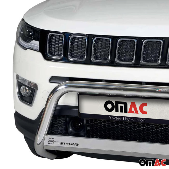 Bull Bar Push Front Bumper Grille for Jeep Compass 2017-2024 Silver 1 Pc