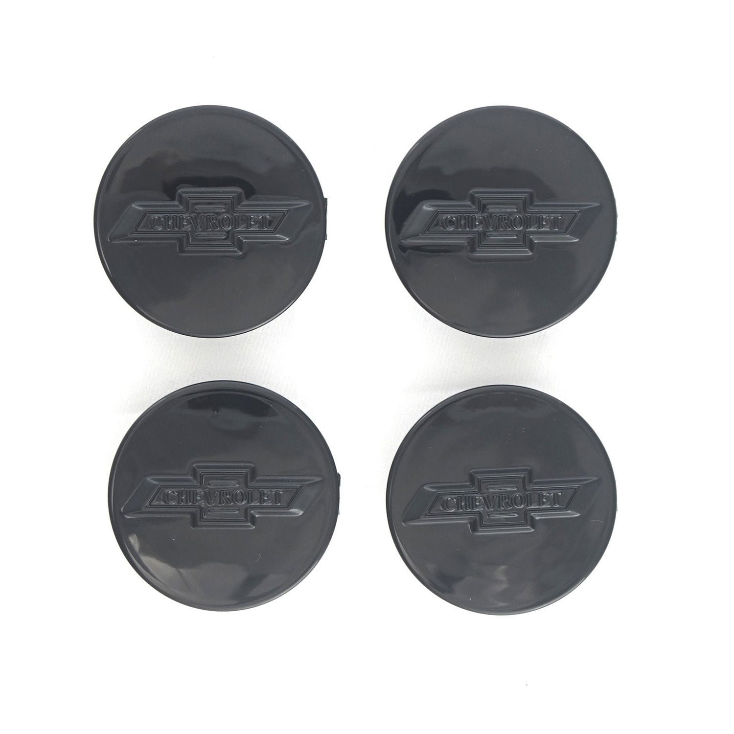 2013-2023 Chevrolet Traverse Licensed Wheel Cap Emblem Set Gloss Black 4Pcs ABS Plastic