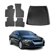 2006-2010 VW Passat B6 Sedan Floor Mats & Cargo Liner Full Set All Weather Black