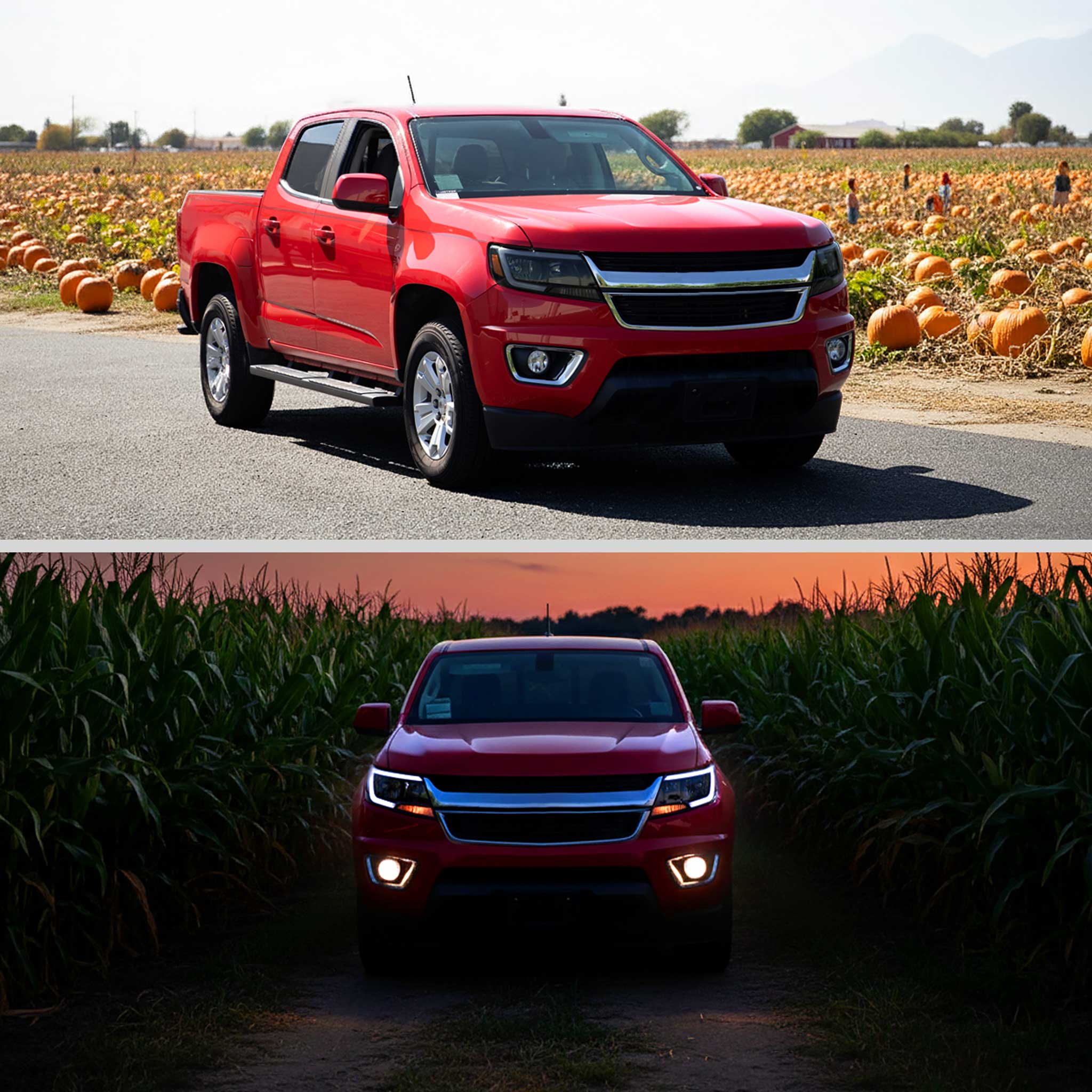 For Chevrolet Colorado 2015-2022 Headlights Switchback LED Bar Turn Signal Matte Black Housing Smoked Lens