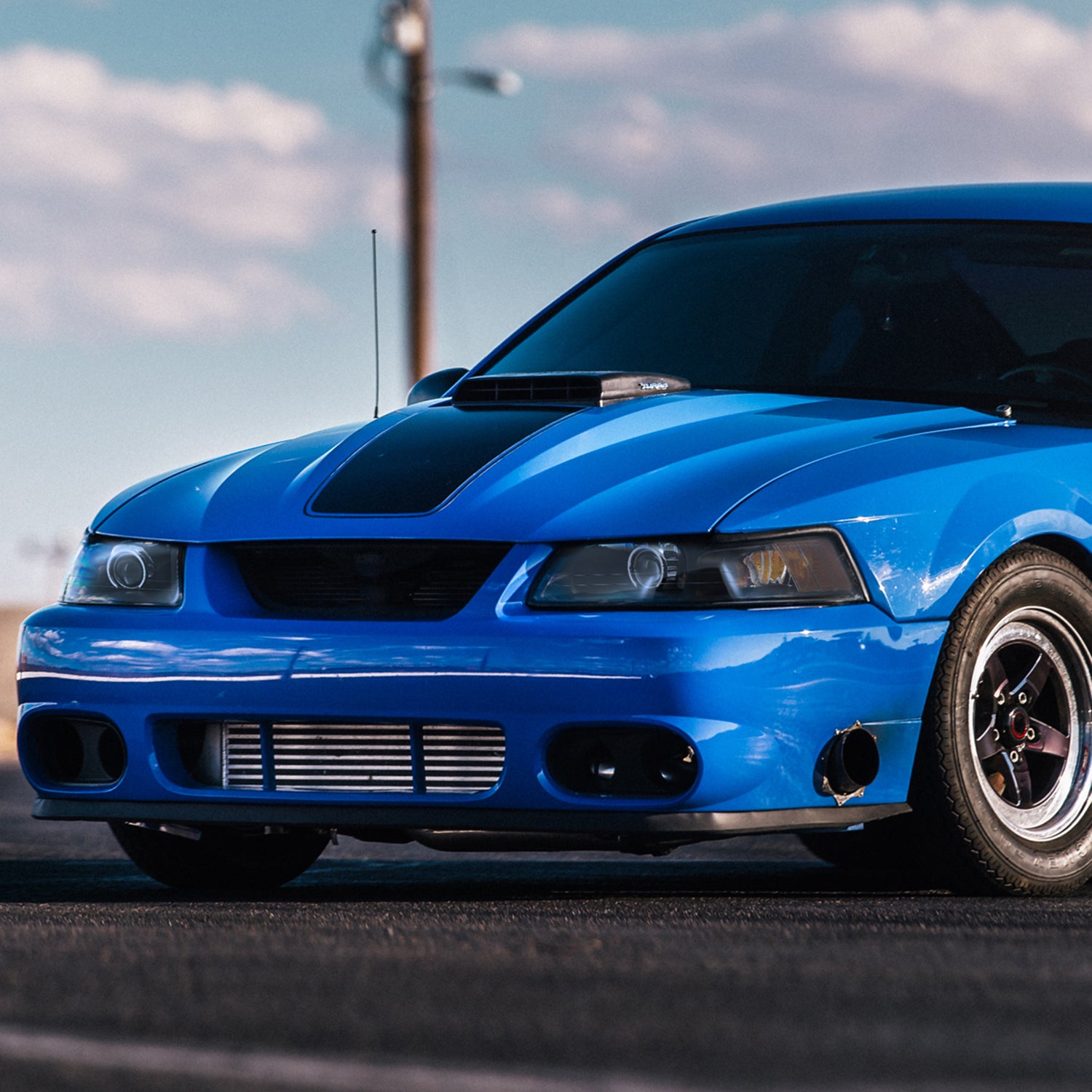 1999-2004 Ford Mustang Projector Headlights Amber Reflectors Matt Black/Clear