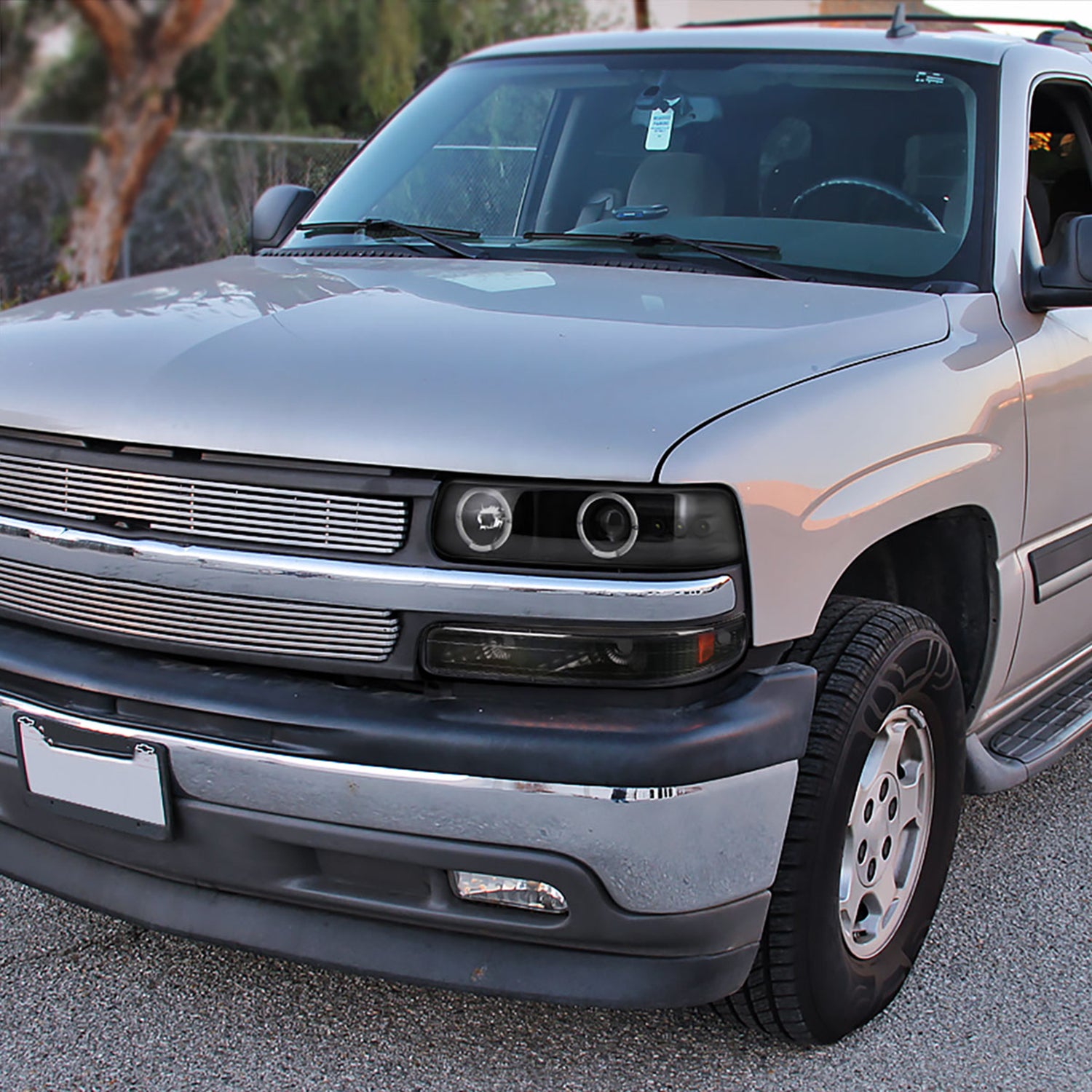 1999-2002 Chevy Silverado/ 00-2006 Tahoe Suburban Dual Halo Headlights Black