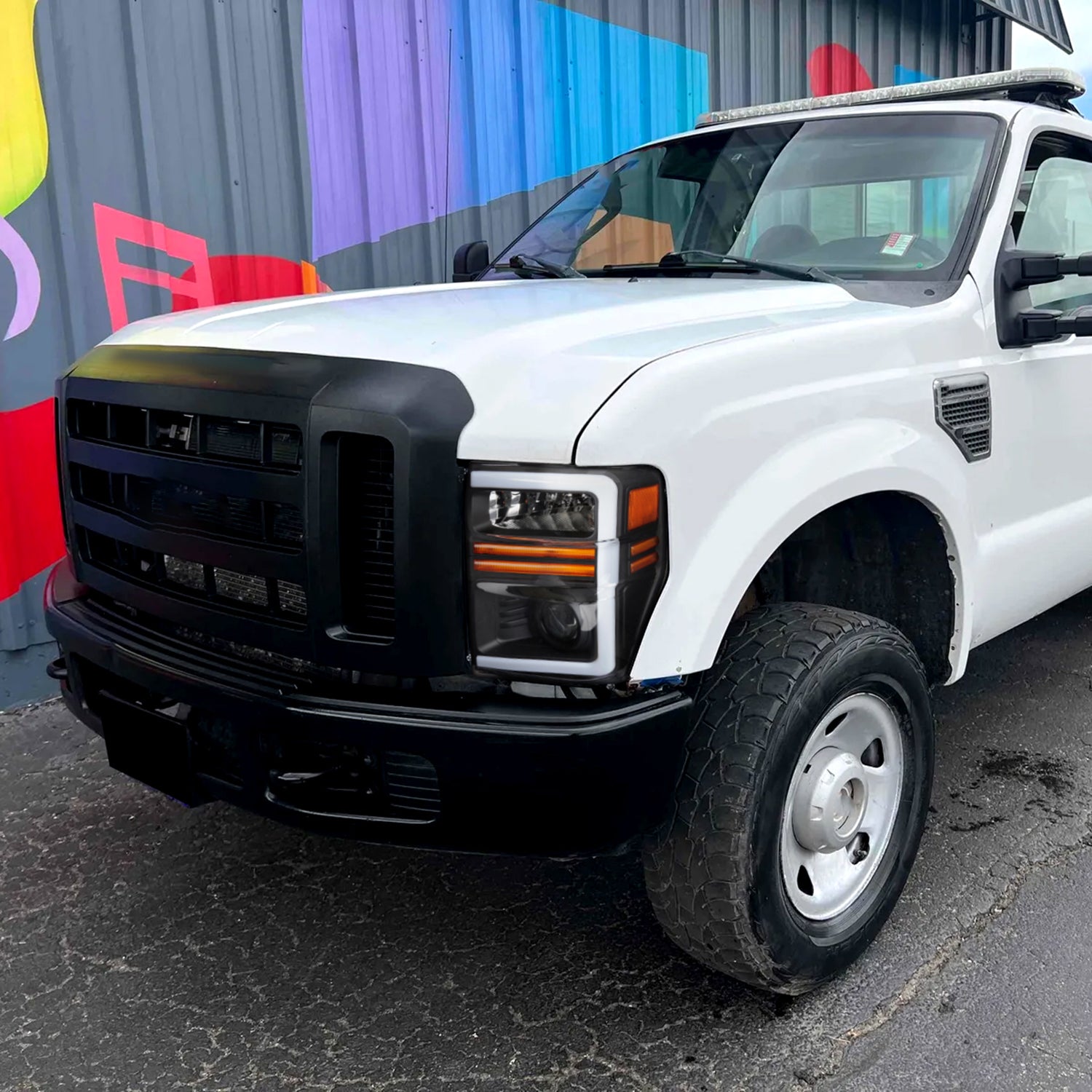 2008-2010 Ford F-250/350/450/550 Super Duty Headlights LED Signal Black