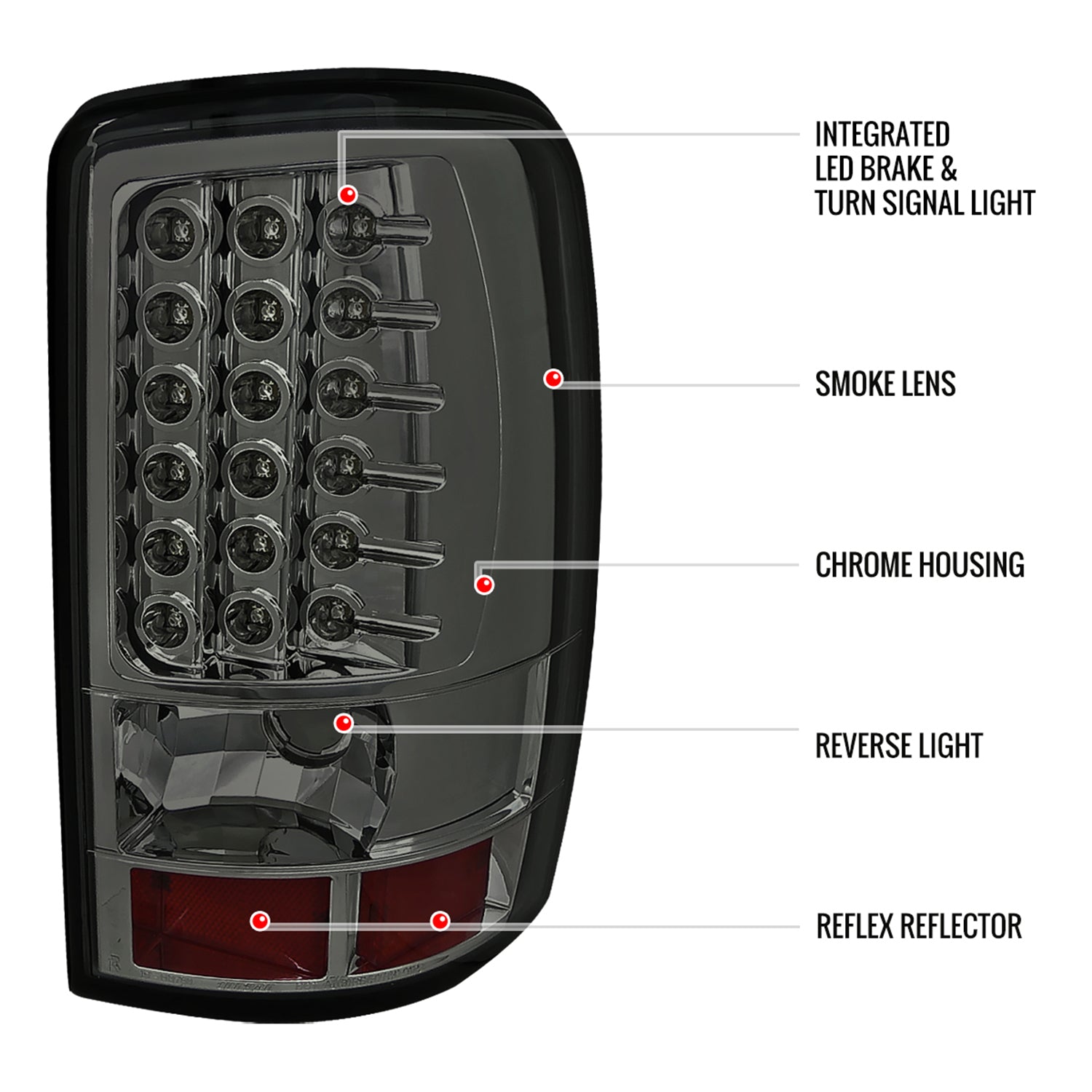 2000-2006 Chevy Suburban/Tahoe GMC Yukon/Yukon XL LED Tail Lights Chrome/Smoke