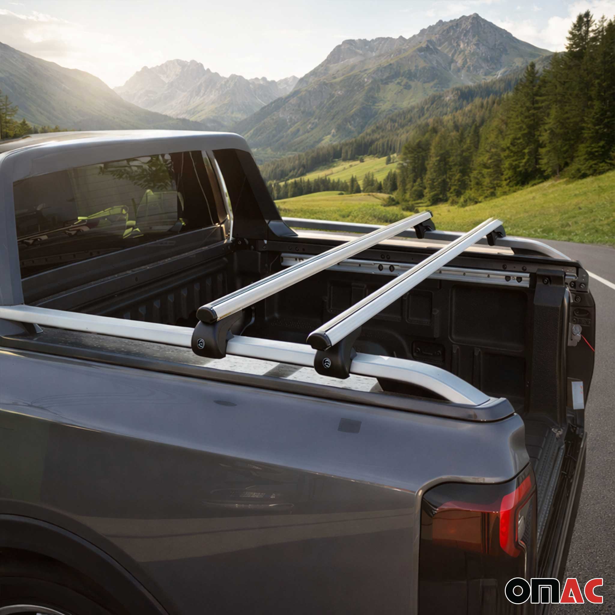 2022-2024 Ford Ranger II Trunk Bed Carrier Roof Rack Alu Gray 2 Pcs