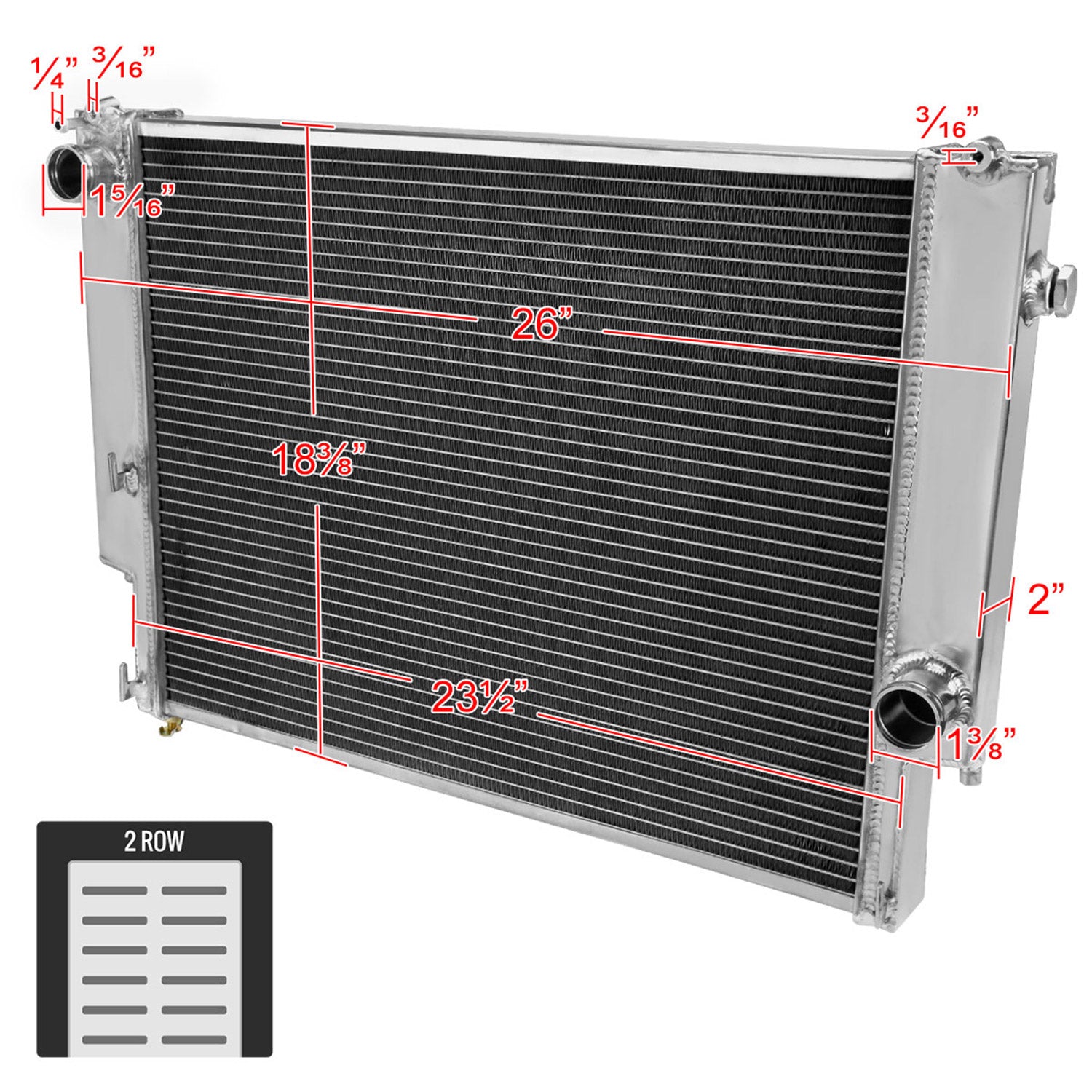 1992-1998 BMW E36 3 Series Manual Transmission Alu 2-Row Performance Radiator