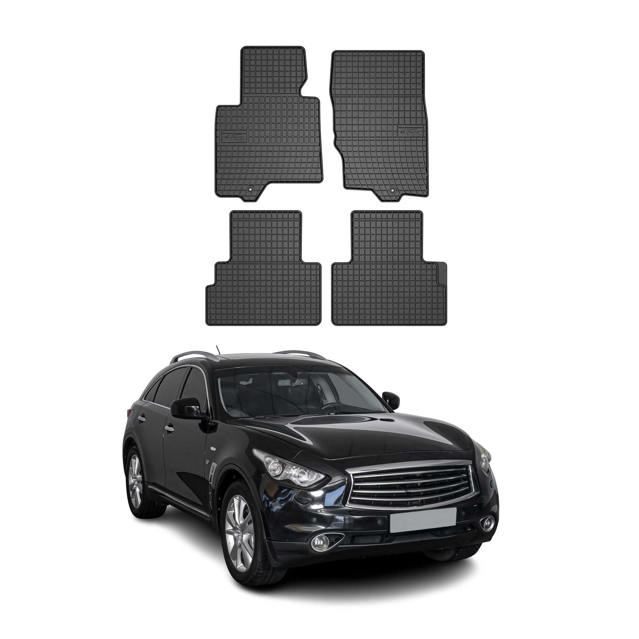 2014-2017 Infiniti QX70 Floor Mats Liners Full Set All Weather Rubber Black