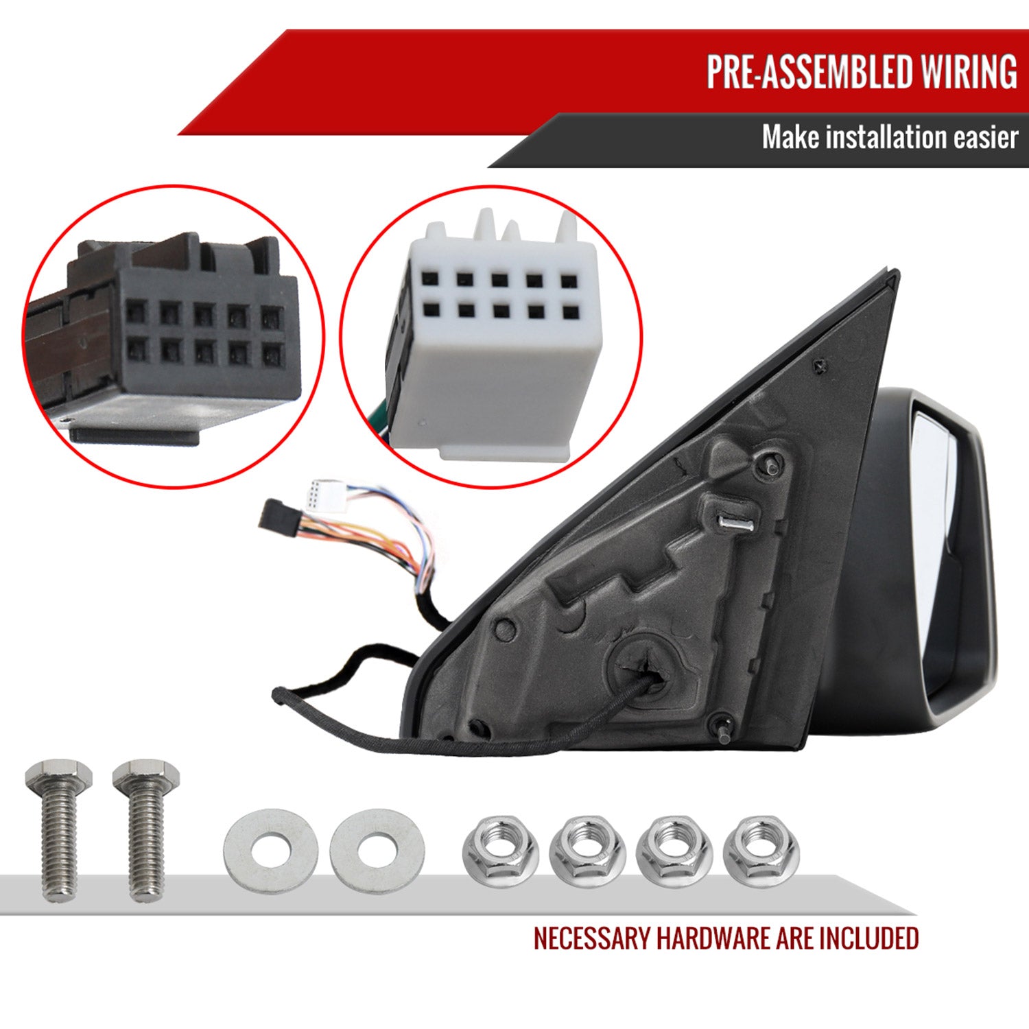 2019-2024 Dodge RAM 1500 Black Auto-Fold Side Mirror & Turn Passenger Side