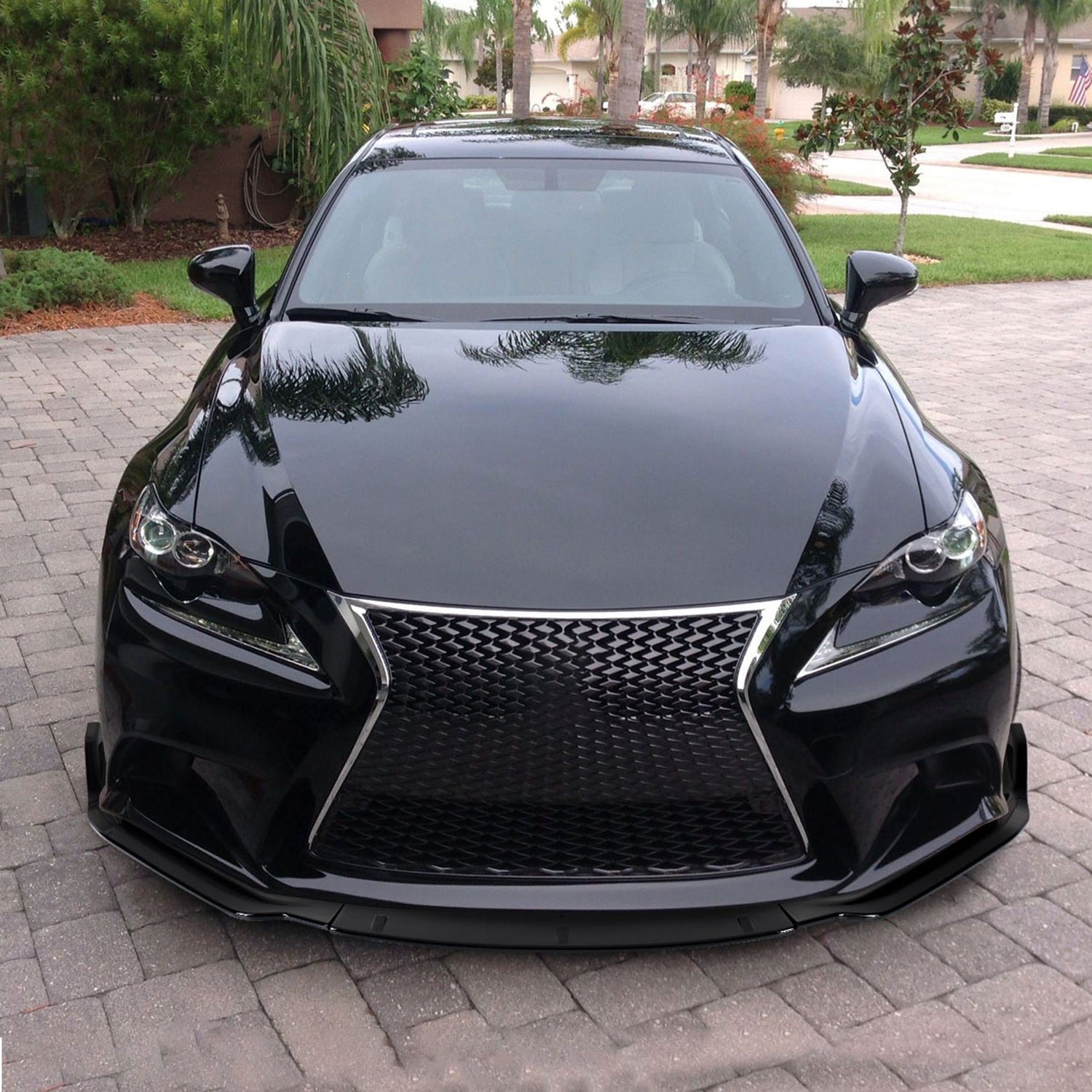 2014-2016 Lexus IS250 F-Sport Glossy Black 3PC Front Bumper Lip Splitter Kit