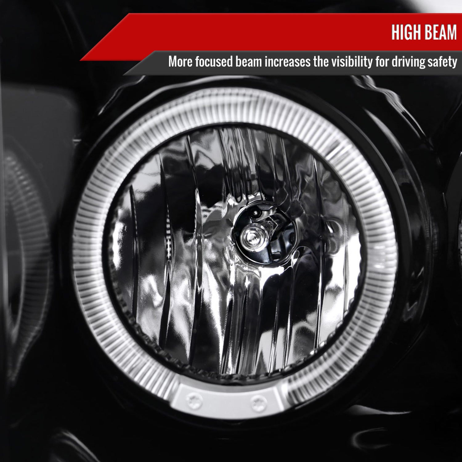 1999-2004 Ford F-250/350/450/550 Dual Halo Headlights Black