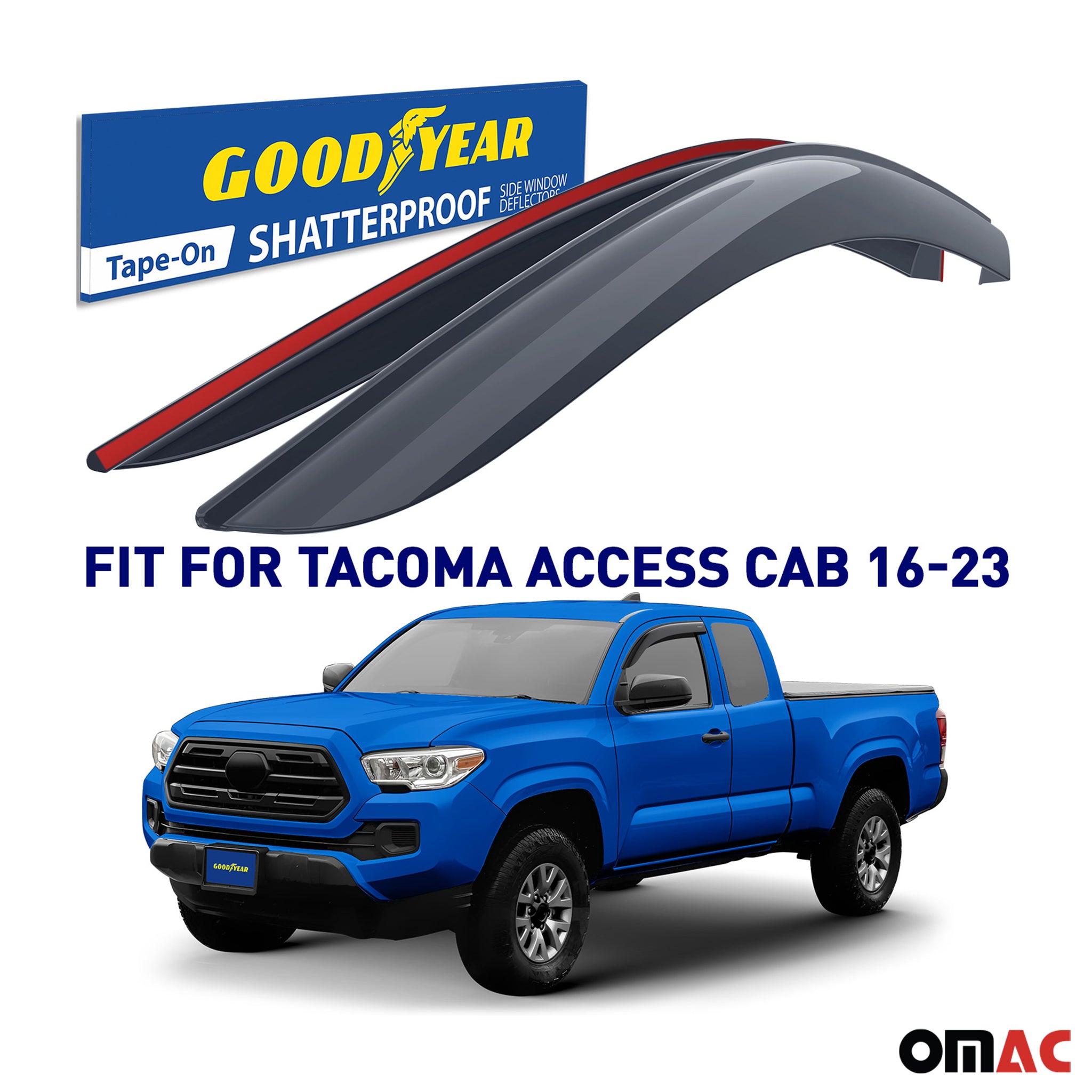 Goodyear Wind Deflectors for Toyota Tacoma 2016-23 Access & Double Cab Smoke 2x