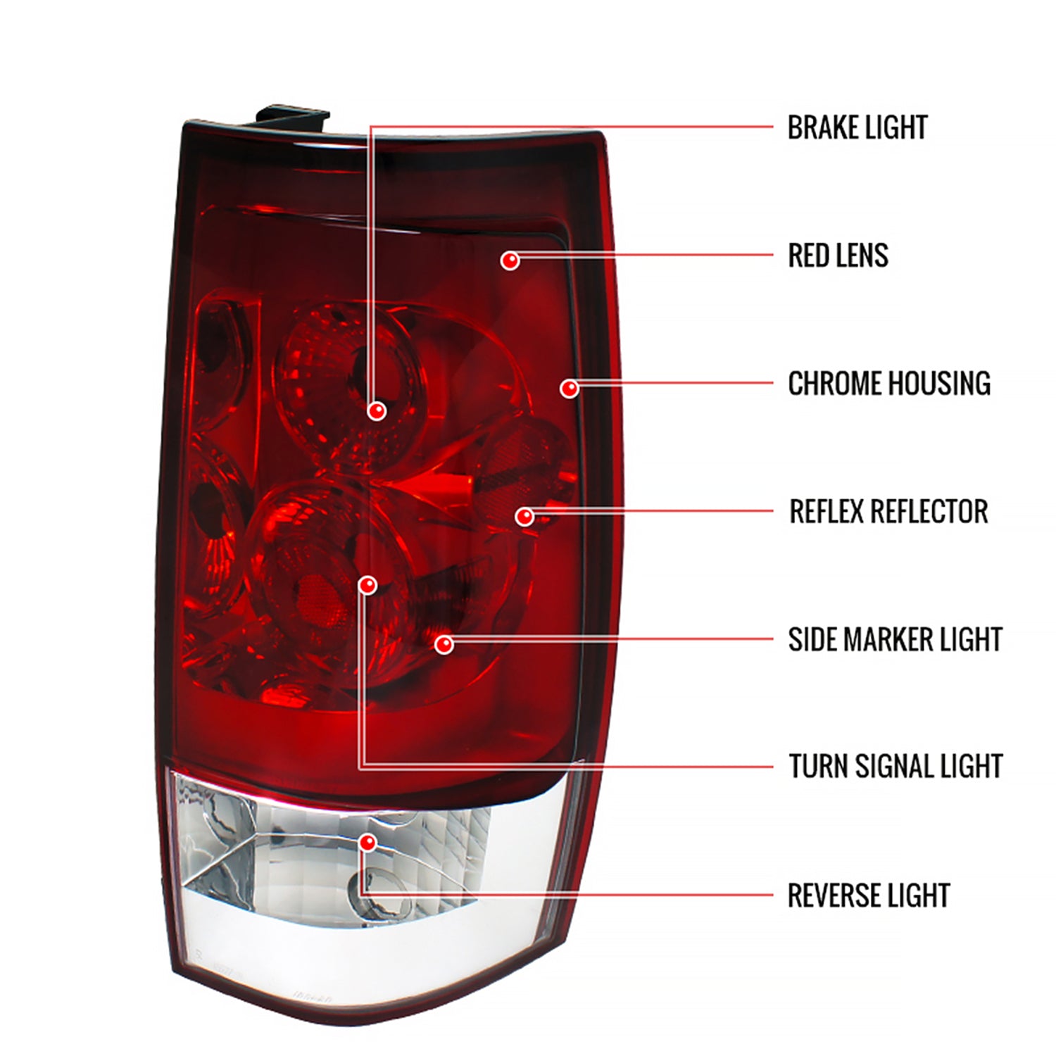 2007-2014 Chevy Tahoe/Suburban Tail Lights Chrome Housing/Red Clear Lens