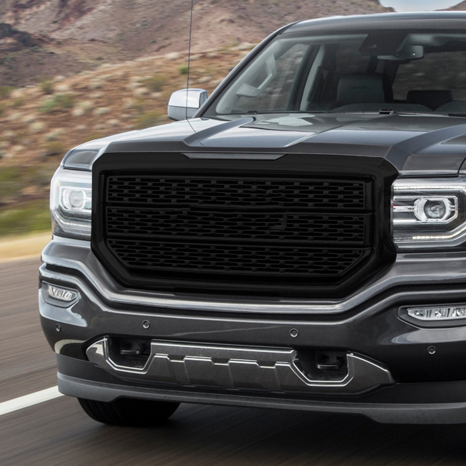 2016-2018 GMC Sierra 1500 Jet Glossy Black ABS Denali Style Grille