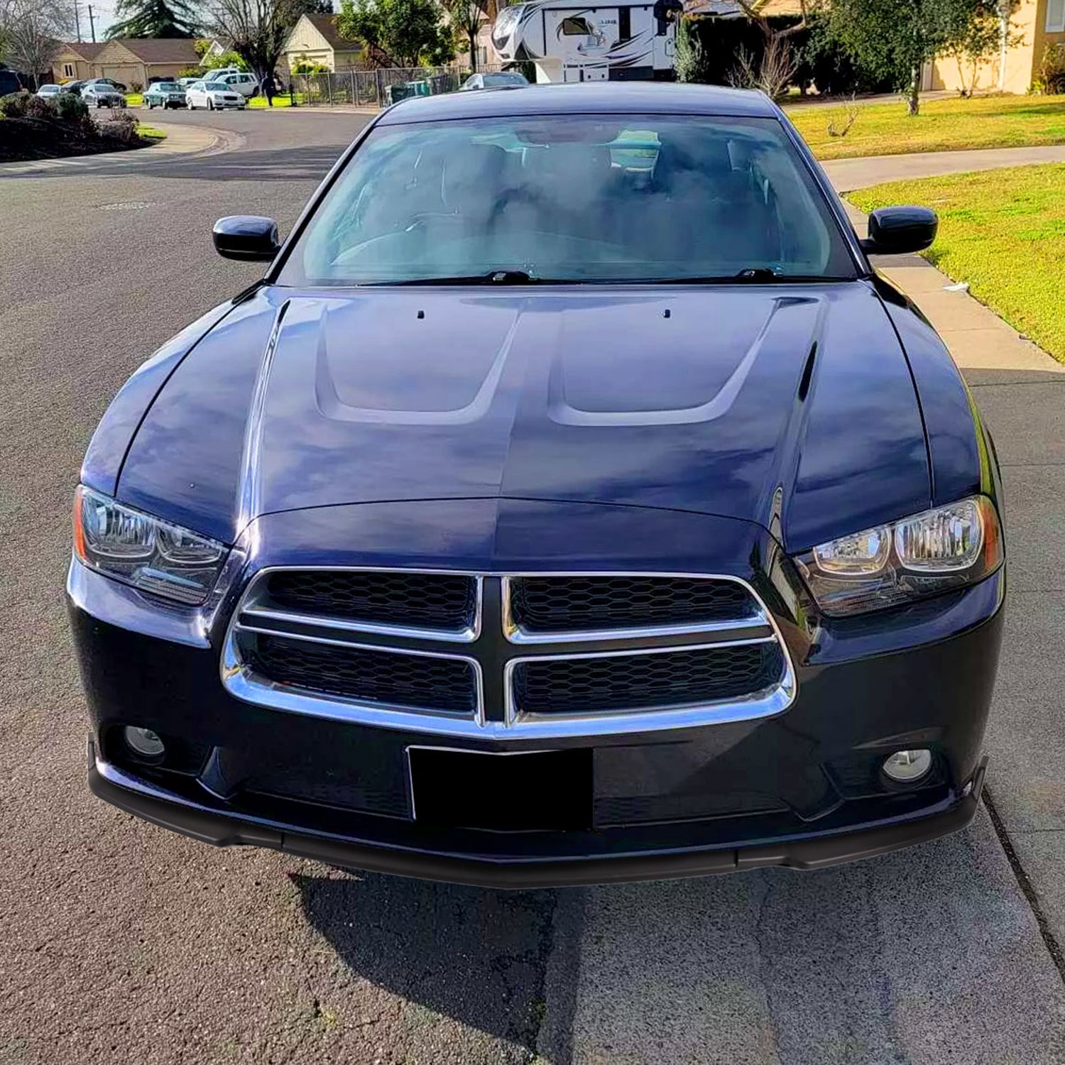 2011-2014 Dodge Charger Matte Black 3Pcs Front Bumper Lip Splitter Kit