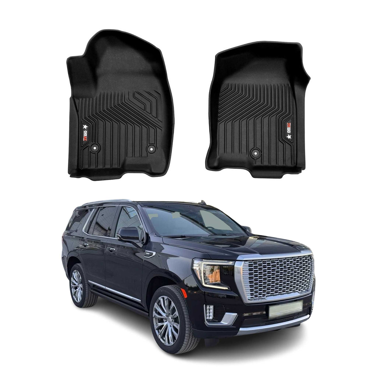 2021-2026 GMC Yukon Yukon XL Premium Floor Mats Liners First and Second Row Set Black