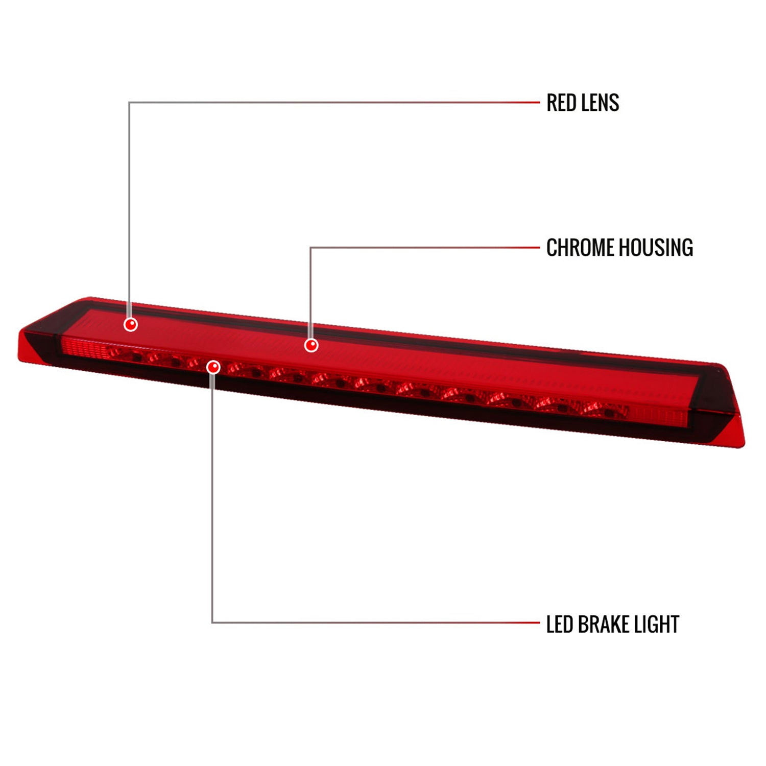 1999-2004 Ford Mustang LED 3rd Brake Light Chrome Housing/Red Lens