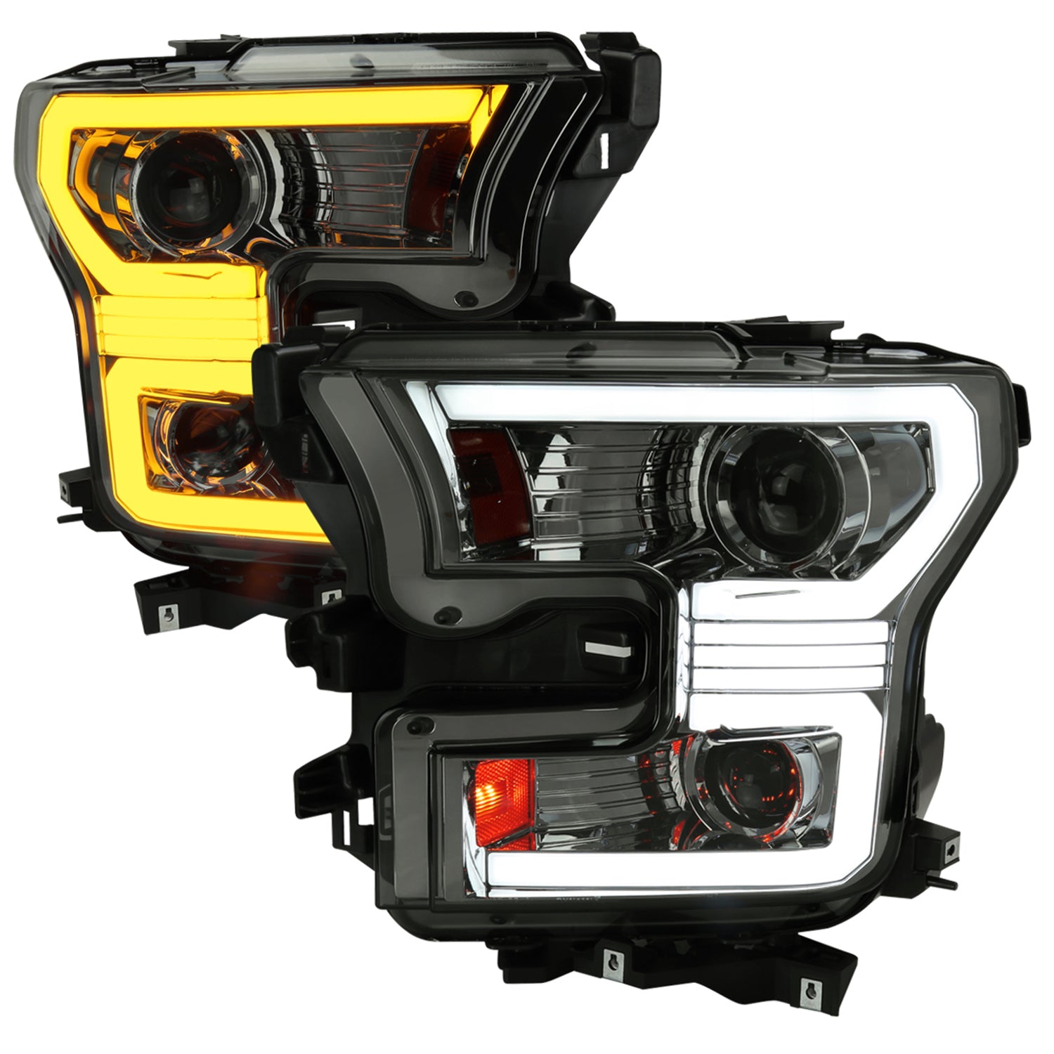 2015-2017 Ford F-150 LED Bar Projector Headlights Turn Signals Chrome / Smoked