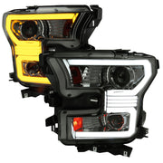 2015-2017 Ford F-150 LED Bar Projector Headlights Turn Signals Chrome / Smoked